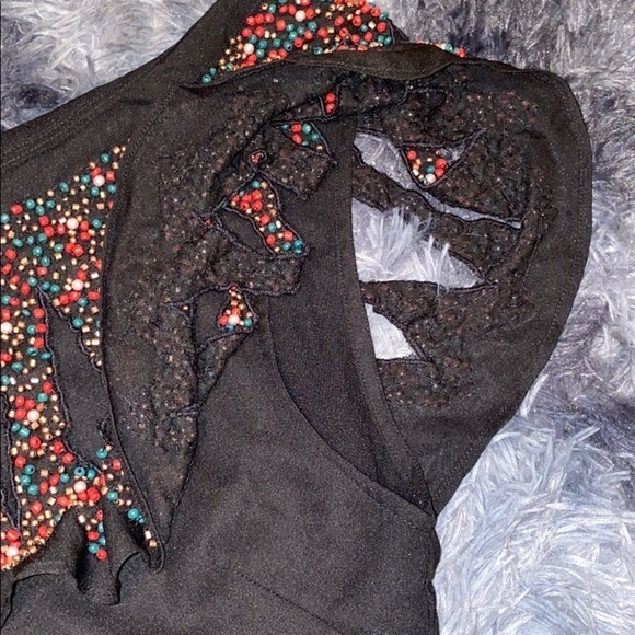 Anthro  beaded one shoulder sleeve blouse - Picture 9 of 16